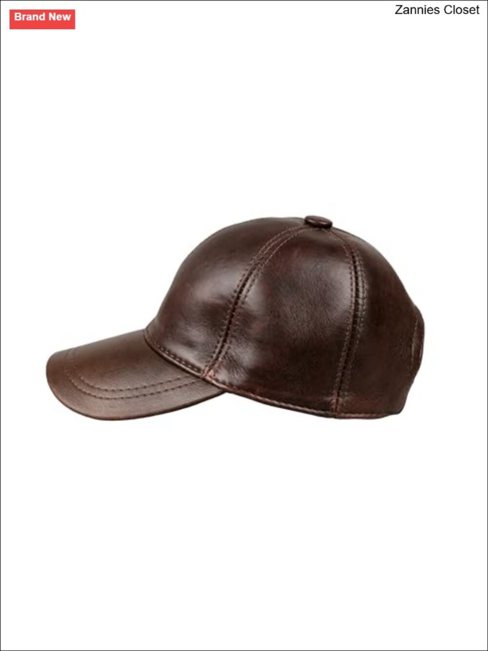 Genuine Leather Baseball Cap Structured 6 Panel Adjustable Unisex
